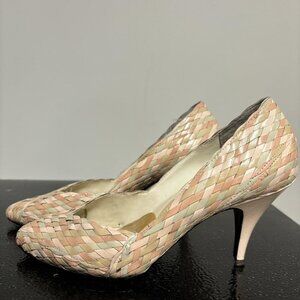 Pink And Cream Woven Leather D 78 C